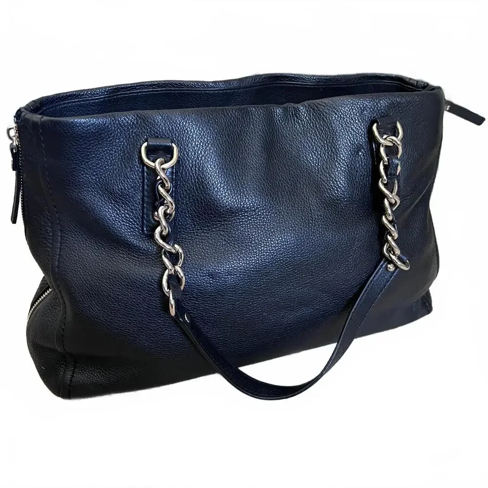 Kate Spade Andee Pebbled Leather Tote Black Shoulder Bag Gold Chain Strap Large - Picture 4 of 9